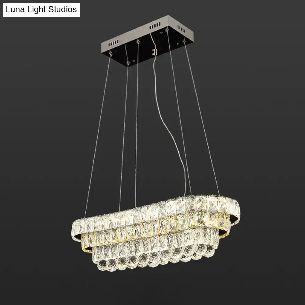 DecorBites™ contemporary tiered restaurant hanging pendant light with chrome and gold finish and cascading crystals