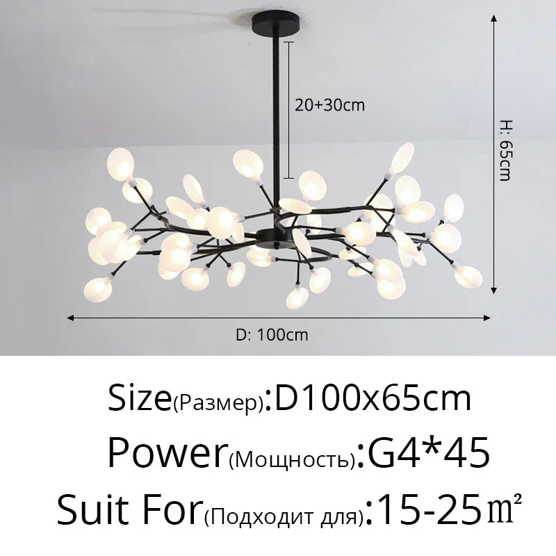Luxurious Golden LED Chandelier for Home - Black A 45 Heads / Warm White no remote / CHINA - Chandelier
