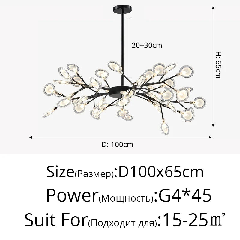 Luxurious Golden LED Chandelier for Home - Black B 45 Heads / Warm White no remote / CHINA - Chandelier