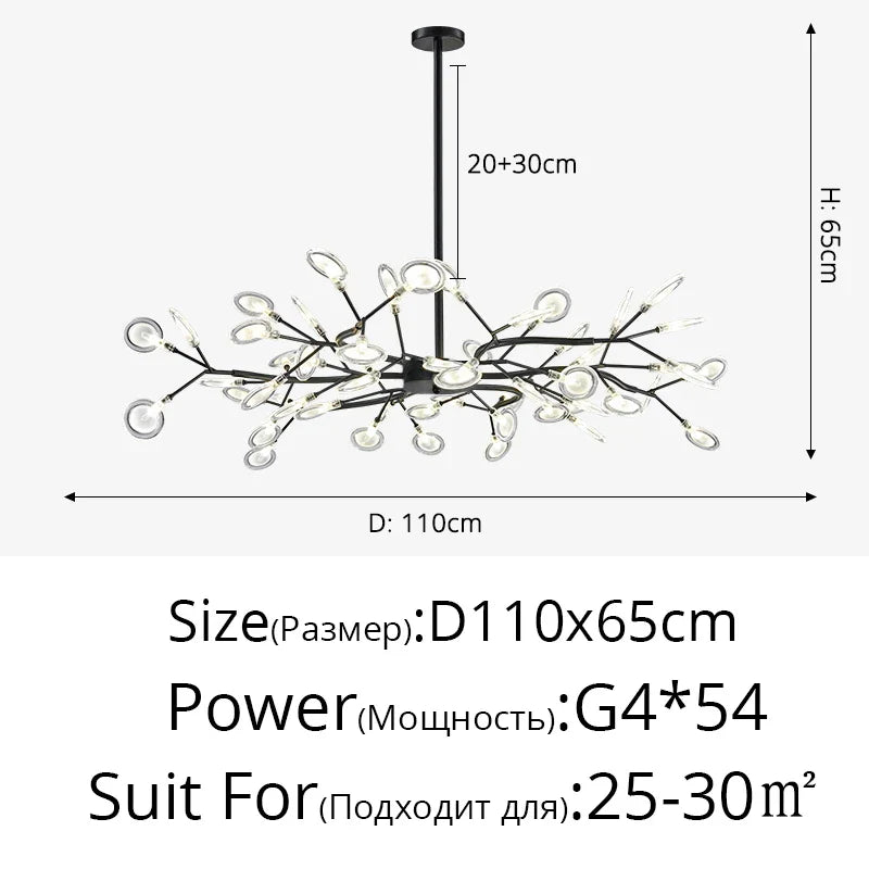 Luxurious Golden LED Chandelier for Home - Black B 54 Heads / Warm White no remote / CHINA - Chandelier