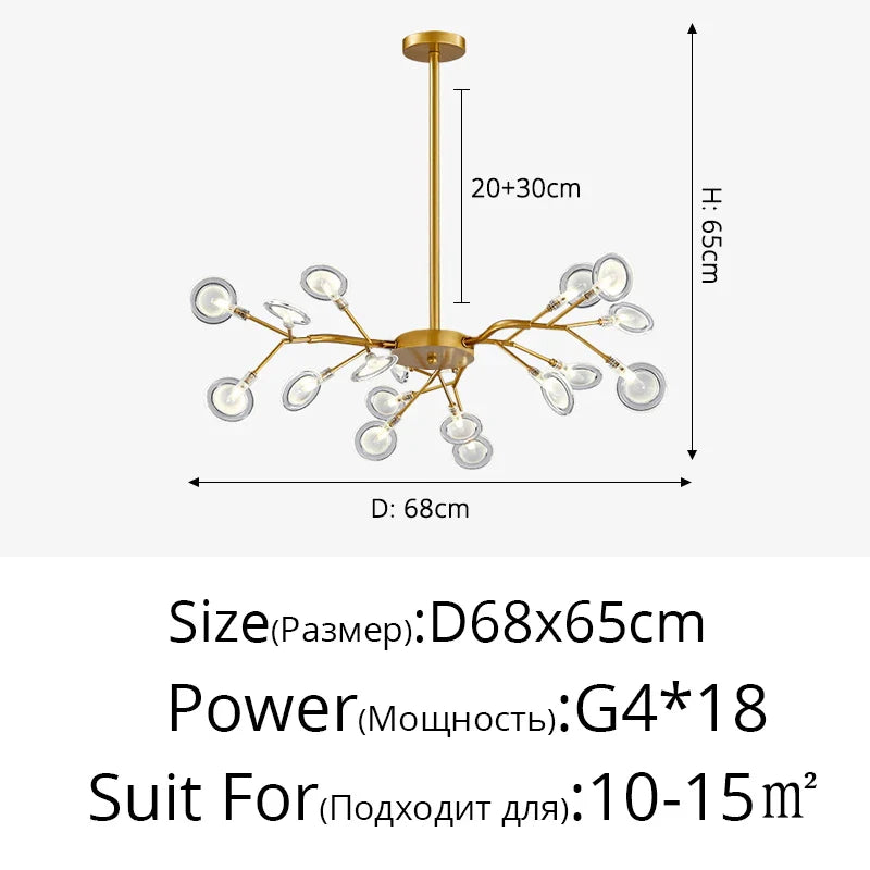 Luxurious Golden LED Chandelier for Home - Gold B 18 Heads / Warm White no remote / CHINA - Chandelier