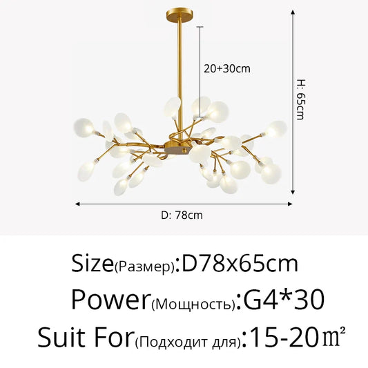 Luxurious Golden LED Chandelier for Home - Gold B 30 Heads / Warm White no remote / CHINA - Chandelier