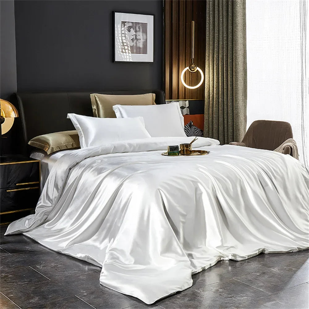 Luxurious Silk Bedding Set - King Size - White / Twin Size 4pcs