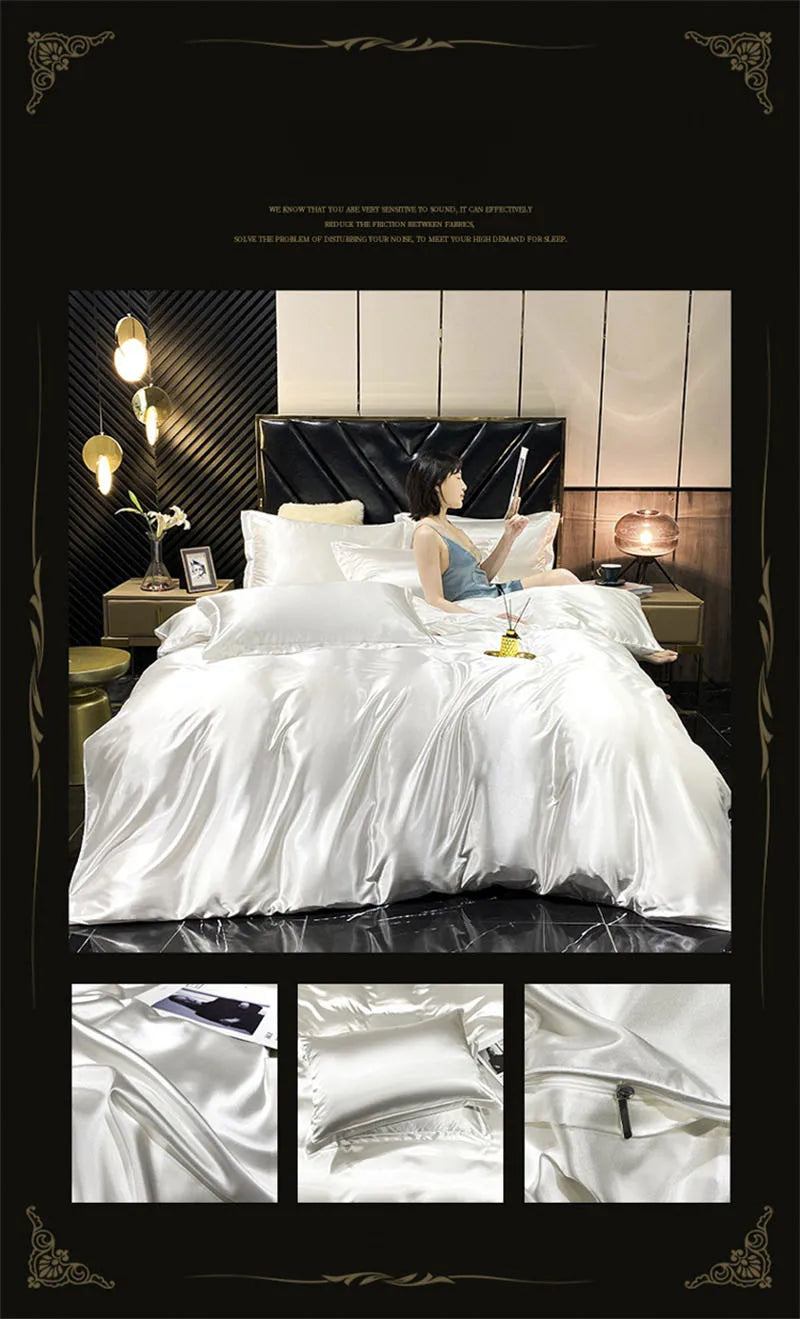 Luxurious Silk Bedding Set with Sheets Queen/King Size