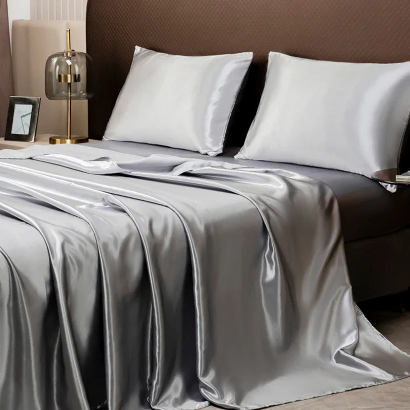 Luxurious Solid Color Satin Bedding Set
