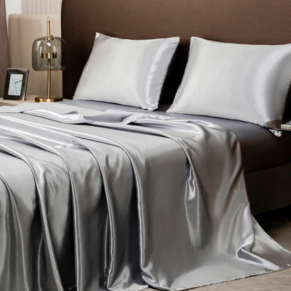 Luxurious Solid Color Satin Bedding Set