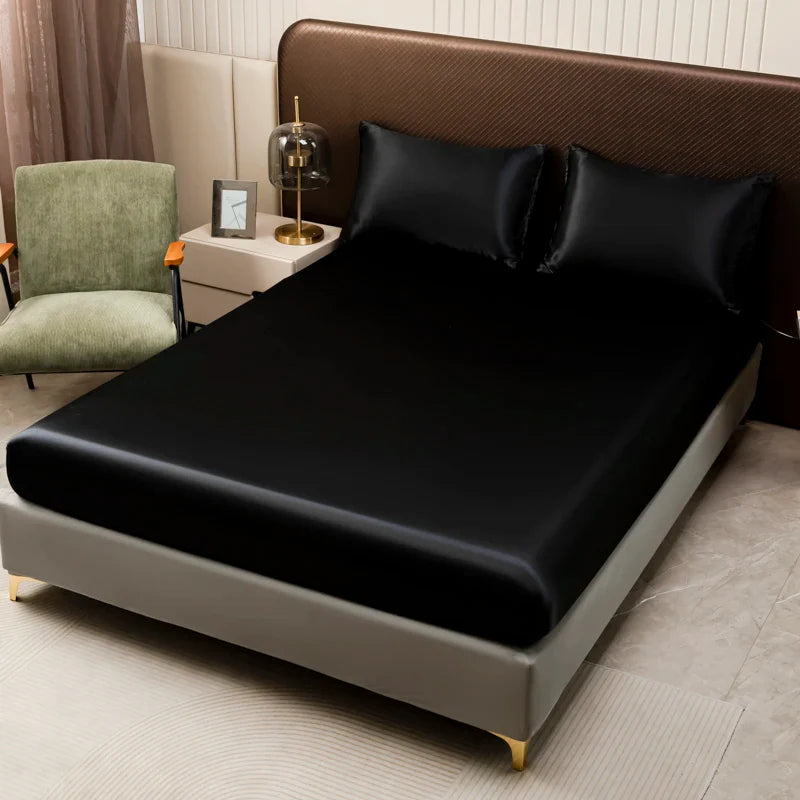 Luxurious Solid Color Satin Bedding Set