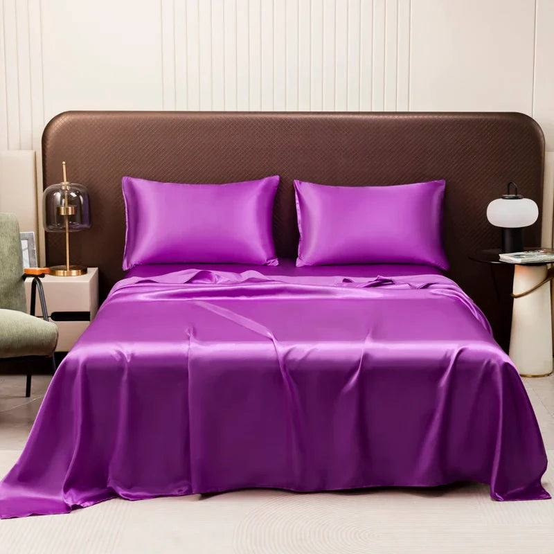 Luxurious Solid Color Satin Bedding Set