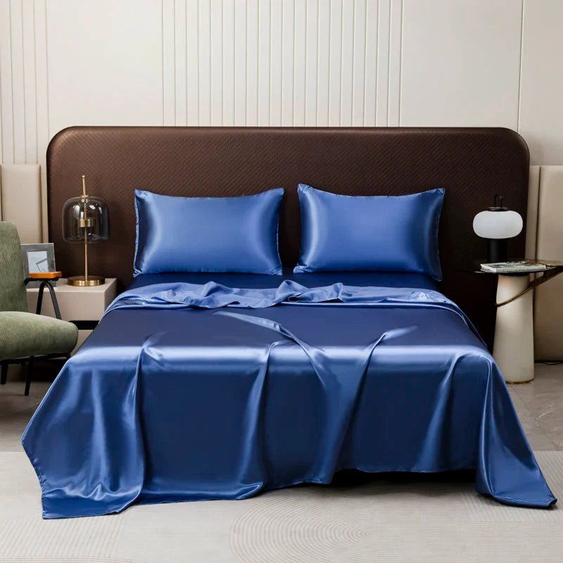Luxurious Solid Color Satin Bedding Set