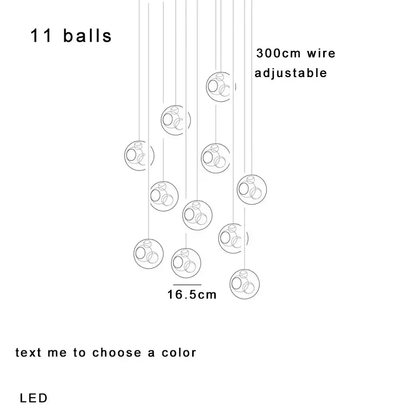 Luxury amber adjustable pendant light with 11 clear glass spherical bulbs 16.5cm dimmable decorbites clear glass design