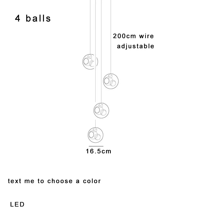 Luxury amber clear glass pendant light with four 16.5cm spheres suspended on 200cm wire for dining room decorbites