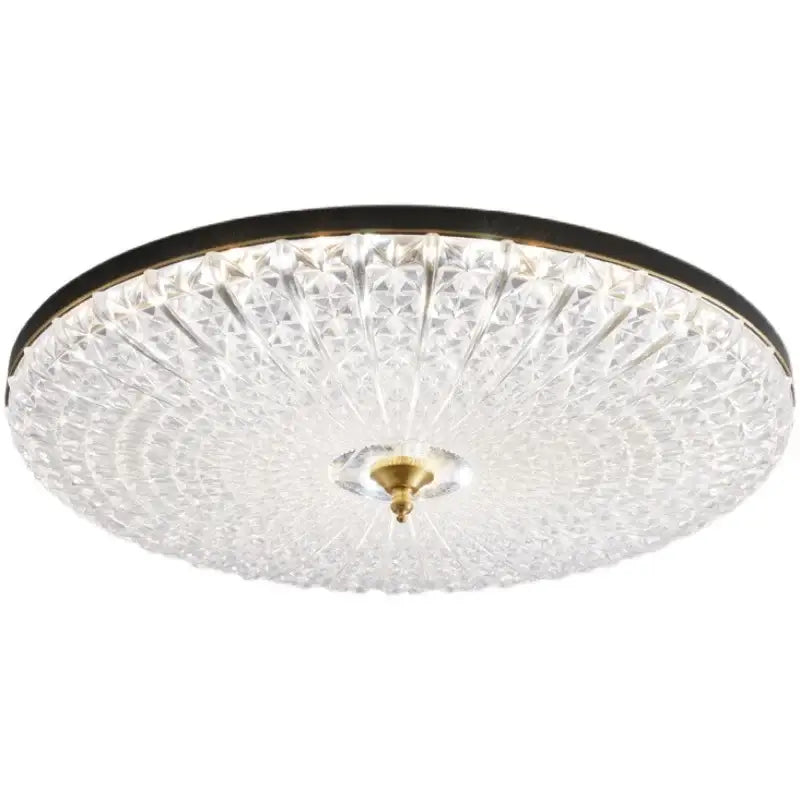 Luxury black and gold glass round ceiling lamp with clear crystal glass and black metal frame for bedroom lighting