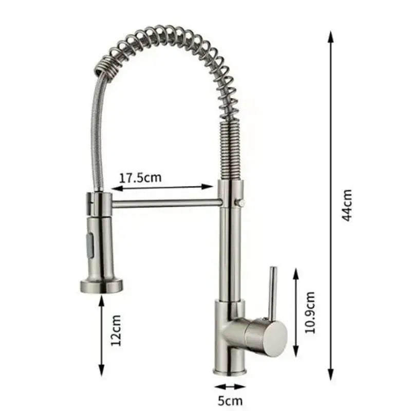 Luxury black and gold kitchen faucet with stainless steel flexible coiled gooseneck spout and pull-down spray head decorbites black gold kitchen faucet