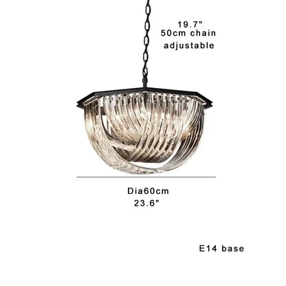 Luxury black stainless steel chandelier with cascading translucent glass ribbons for elegant living room decorbites decor