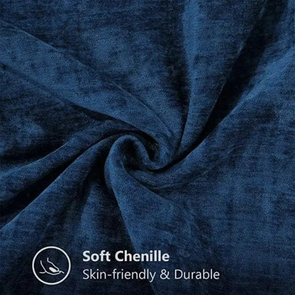 Deep blue decorbites blue chenille cushion covers with plush soft texture and stitched edge for living room decor