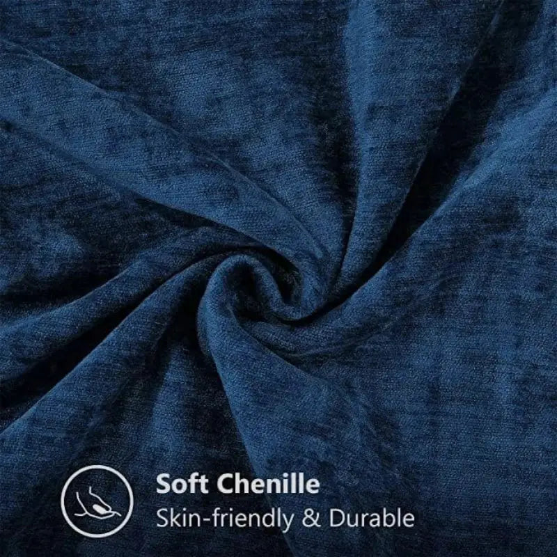 Deep blue decorbites blue chenille cushion covers with plush soft texture and stitched edge for living room decor