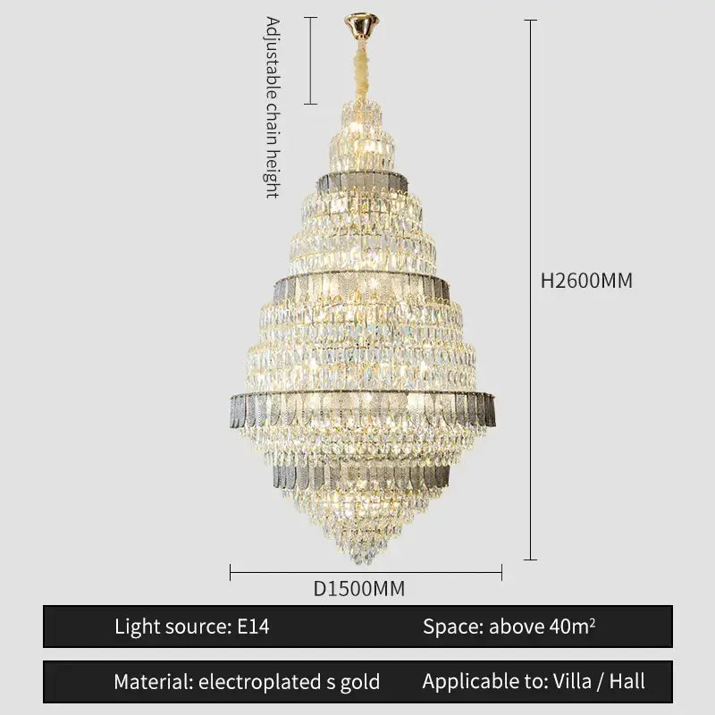 Luxury blue and clear crystal headlight chandelier with electroplated gold finish for villa dining room decorbites crystal headlight