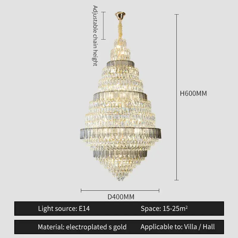 Luxury blue and clear decorbites crystal headlight chandelier with electroplated gold finish for villa dining room decor