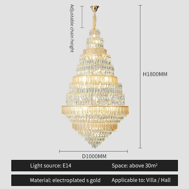 Luxury blue and clear decorbites crystal headlight chandelier with gold electroplated frame for villa dining room decor