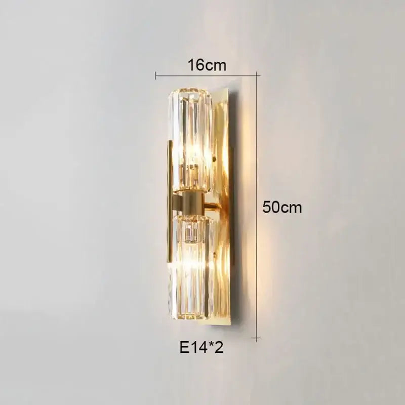 Luxury brass decorbites crystal wall lamp with gold-toned frame and ribbed glass shades for elegant bedroom lighting