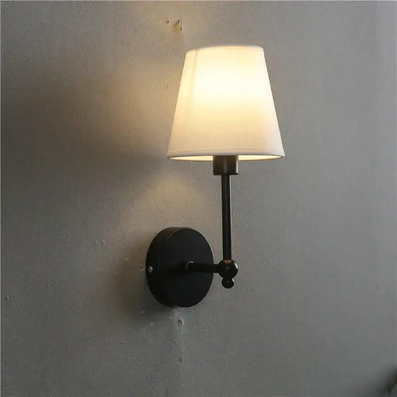 Black wrought iron wall lamp with cream fabric shade luxury brass and gold wall lamp decorbites led black bedroom sconce