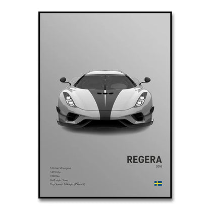 Luxury Cars Canvas Wall Art Print - Modern Home Decor - SW10062 / 30X40cm Unframed - Posters