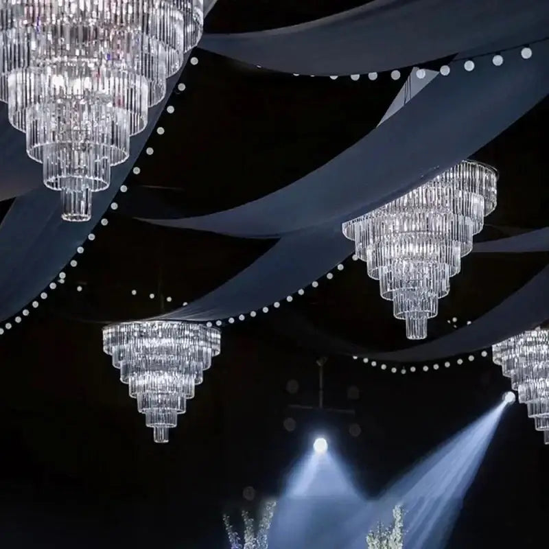Luxury cascading crystal ice bar chandelier with tiered glass prisms for elegant dining room decorbites crystal ice lighting