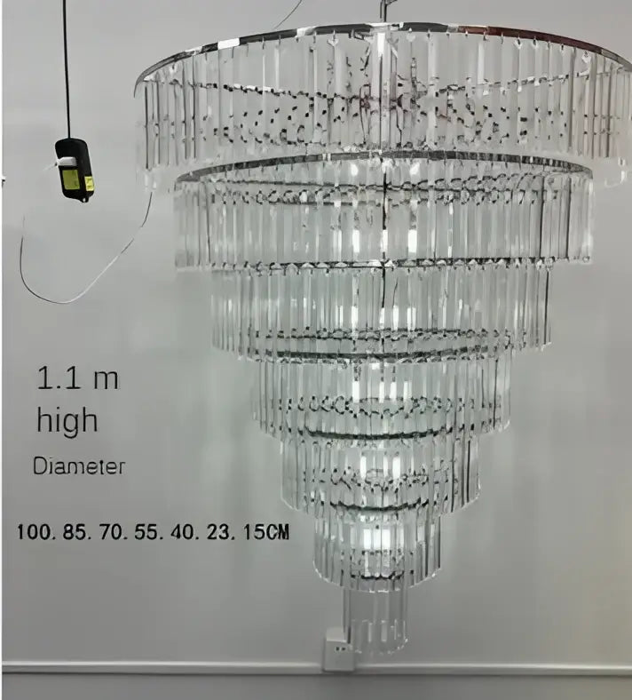Luxury cascading crystal ice bar chandelier with chrome finish featuring clear glass prisms for dining room decorbites crystal ice