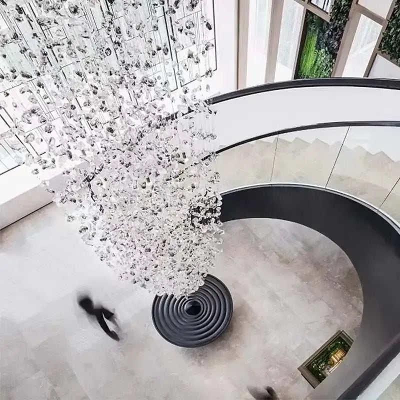 Luxury decorbites crystal led chandelier with cascading tree-like design for elegant staircase lighting fixture