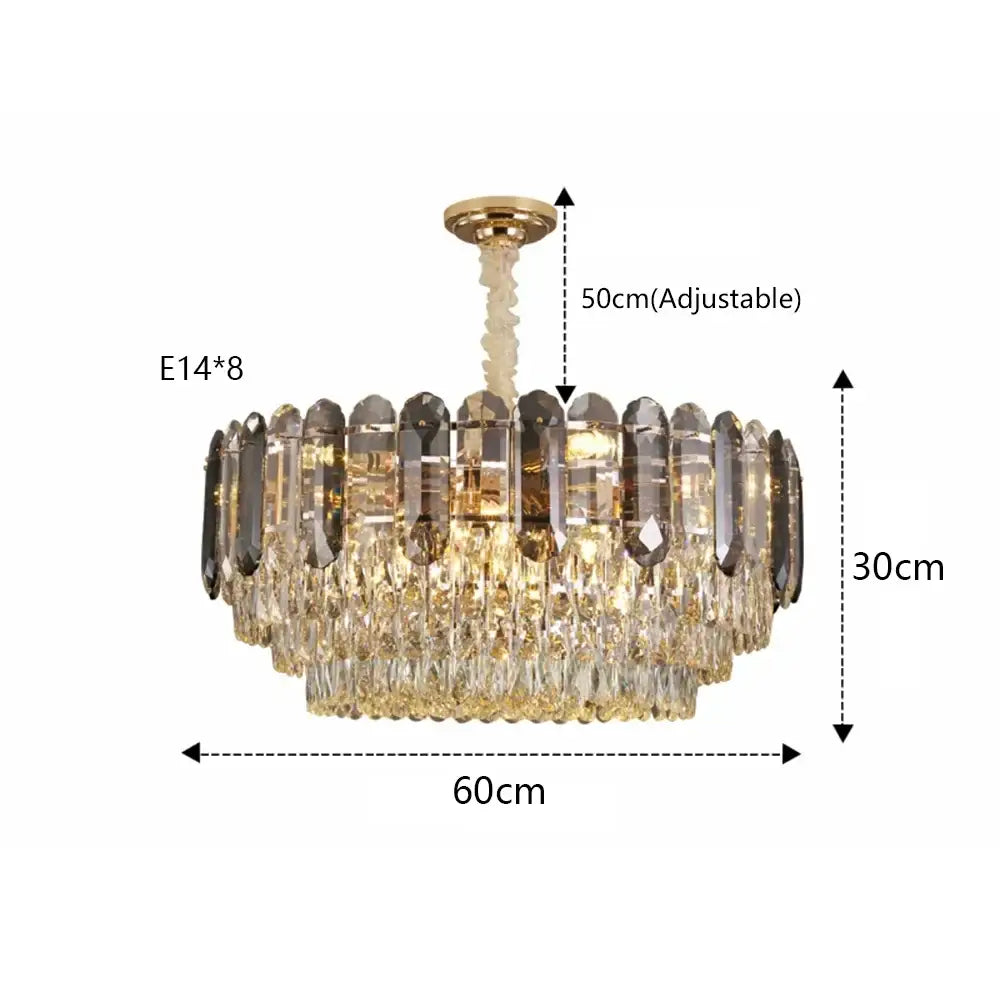 Elegant gold-toned wall lamp with cascading tiers of clear and smoky crystal prisms decorbites crystal led lighting