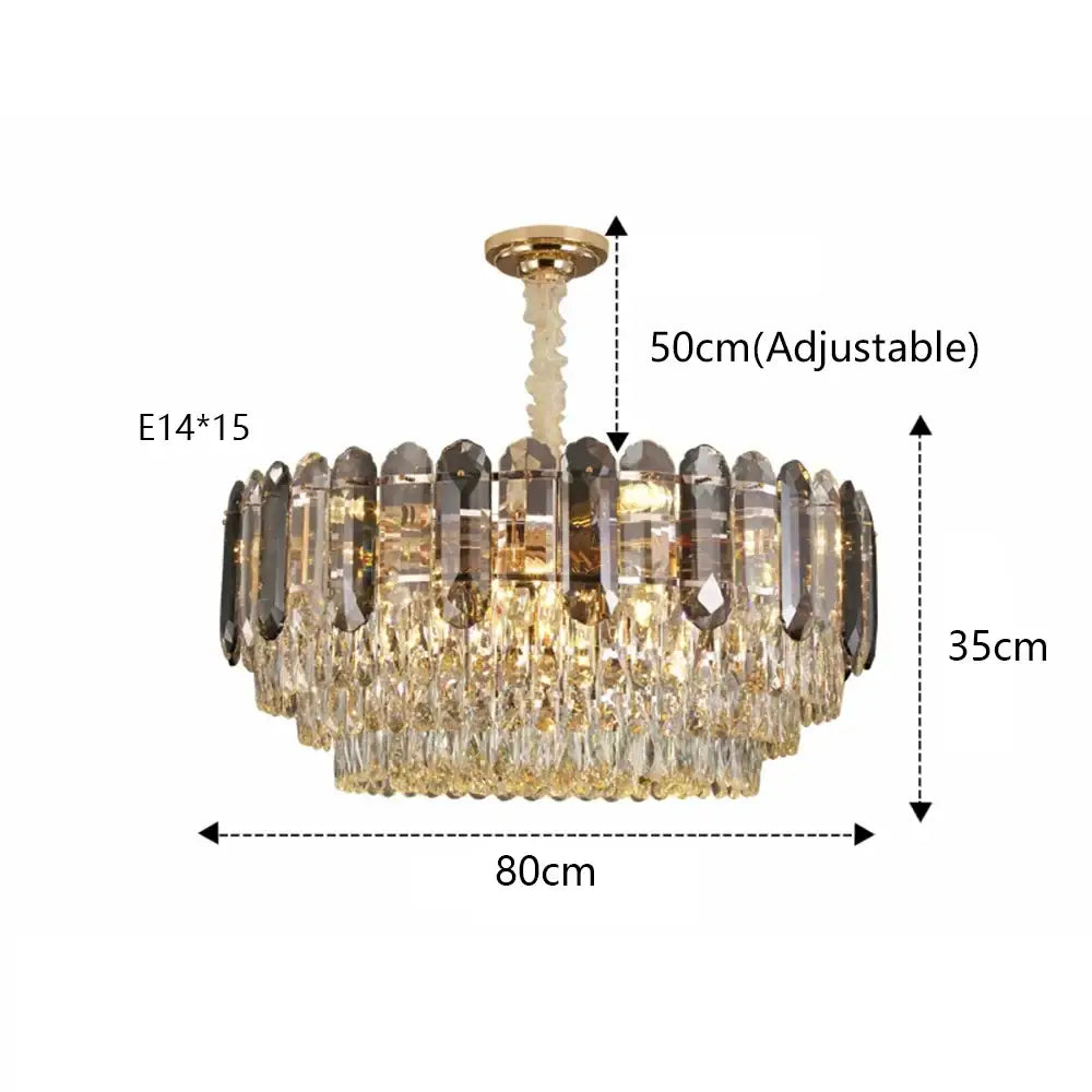Luxury cascading gold crystal led wall lamp featuring elegant tiers of clear and smoky prisms for living room decorbites crystal led lighting