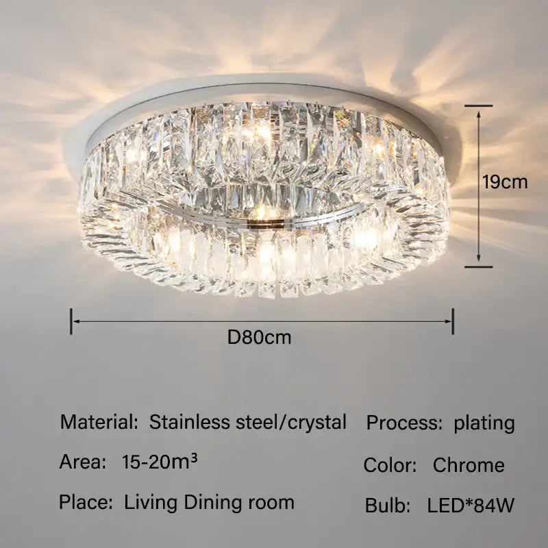 Luxury chrome decorbites crystal led ceiling lights with two-tier faceted crystals for sparkling living room decor