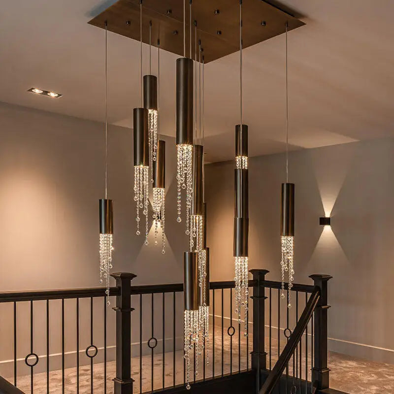 Luxury Chrome Crystal LED Chandelier for Staircase - Chandelier