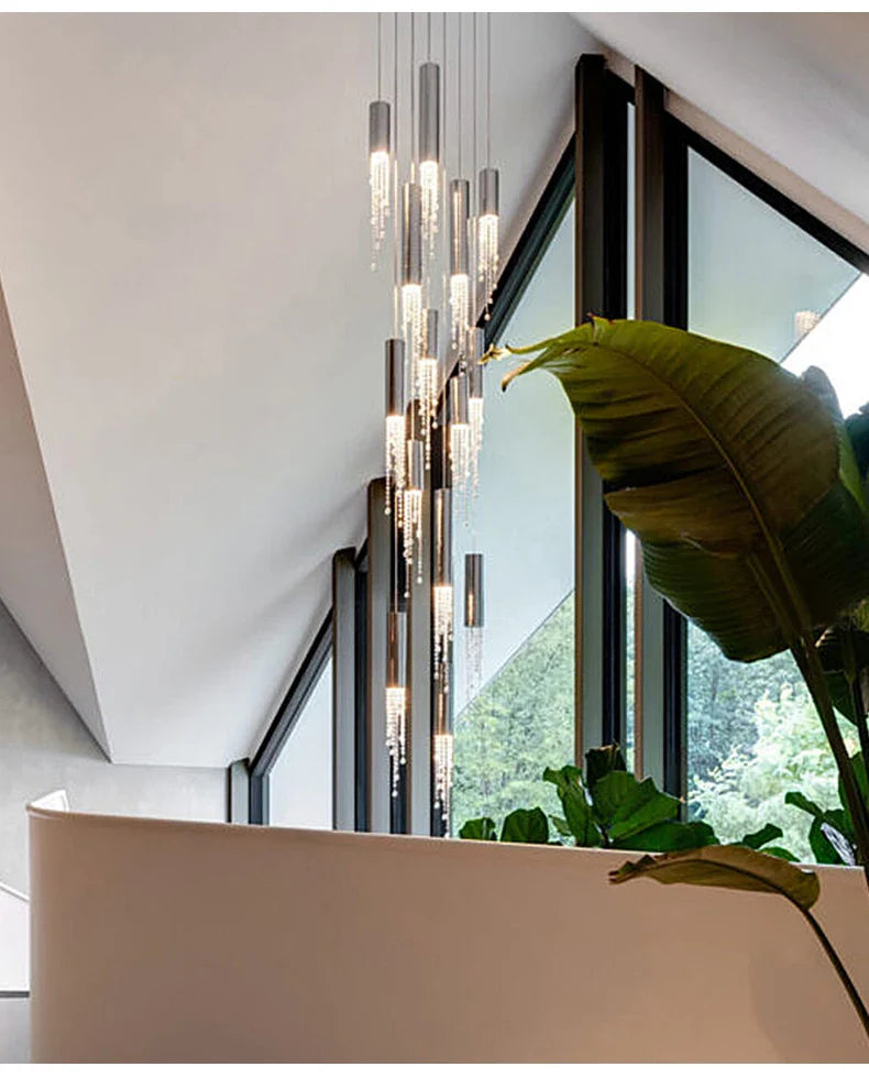 Luxury Chrome Crystal LED Chandelier for Staircase - Chandelier