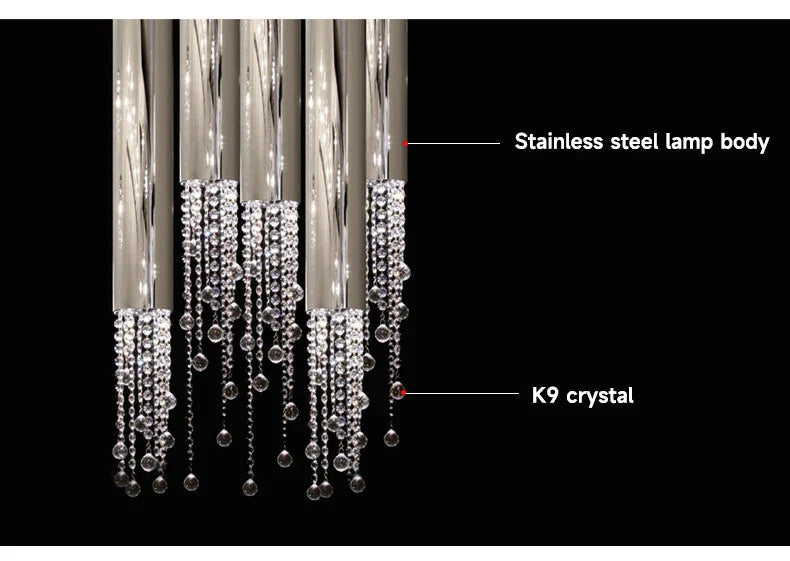 Luxury Chrome Crystal LED Chandelier for Staircase - Chandelier