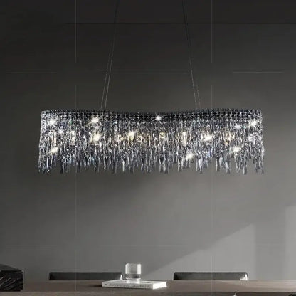 Luxury clear and purple crystal chrome chandelier with cascading prism lights for dining room decorbites chrome chandelier