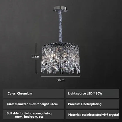 Luxury clear and purple crystal chrome chandelier with sleek chromium finish and cascading k9 crystal strands for dining room decorbites chrome chandelier