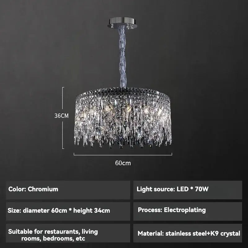 Luxury clear and purple crystal chrome chandelier with sleek k9 crystal strands for dining room decorbites chrome chandelier