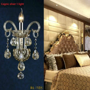 Luxury Cognic silver one-light wall lamp with clear crystal droplets and ornate glass arms for bedside decorbites crystal wall lamp