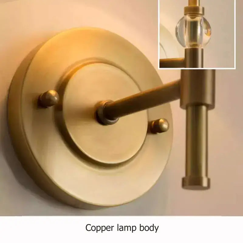 Luxury copper wall lamp with brass finish and clear glass globe for bedroom and hallway decorbites copper wall lamp