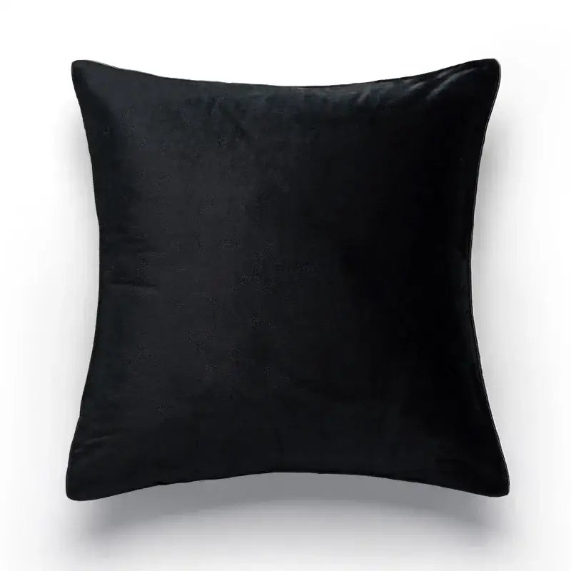 Black velvet square pillow cover featuring decorbites camellia jacquard design for luxury living room decor