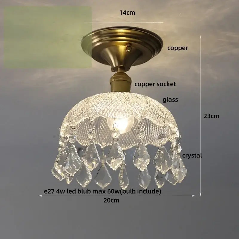 Luxury crystal brass ceiling lamp with clear crystal chandelier and copper-finished mount for living room decorbites glass grid