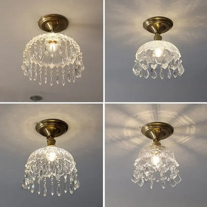 Luxury crystal brass ceiling lamp with clear glass grid led and brass-finished base for living room decorbites ceiling lamp