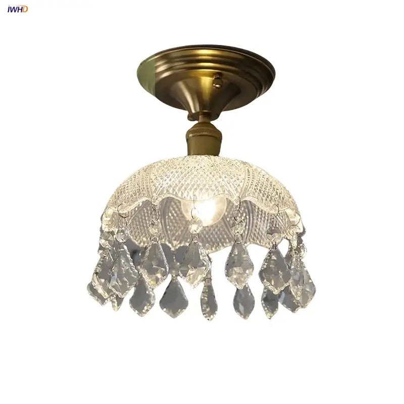 A luxury crystal brass ceiling lamp with teardrop crystals for living room decorbites glass grid led lighting