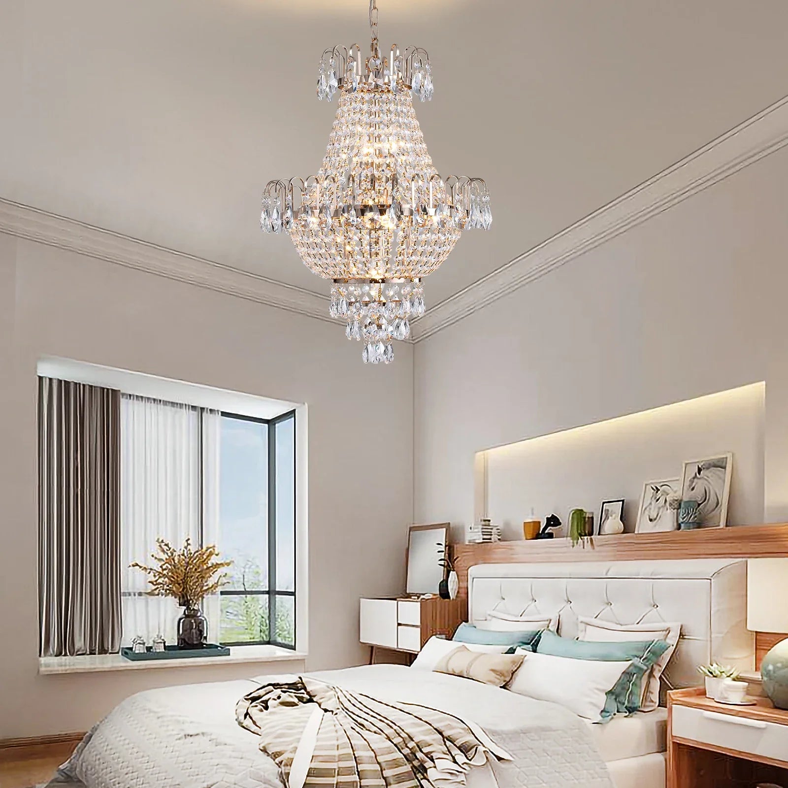 Luxury Crystal Chandelier Copper Color 7-Light Fixture - United States - Chandelier