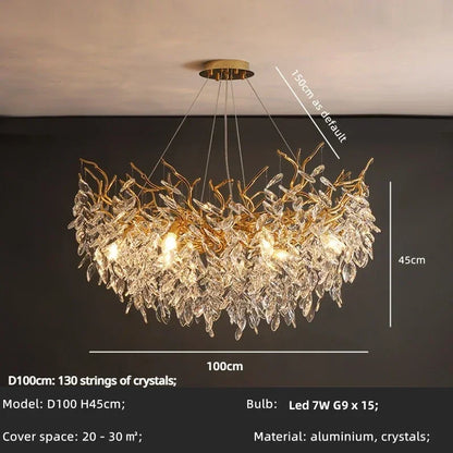 Luxury Crystal Chandelier with LED Lights - round D100cm 15 ligh / customized silver / neutral light 4200K - Chandelier