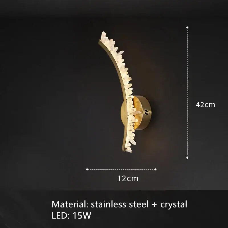 Luxury crystal gold metal wall sconce with gold-toned stainless steel base and clear crystals for living room decorbites crystal gold