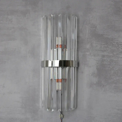 Luxury crystal golden wall lamp featuring clear crystal glass with sleek chrome accent band for bedroom decorbites crystal golden decor