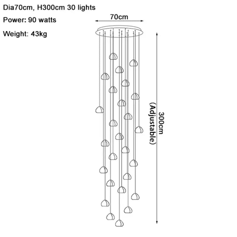 A modern decorbites crystal led chandelier with 30 adjustable pendant lights for luxury dining room decor