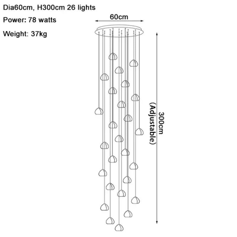 A modern decorbites crystal led chandelier with 26 adjustable hanging pendants for luxury dining room decor